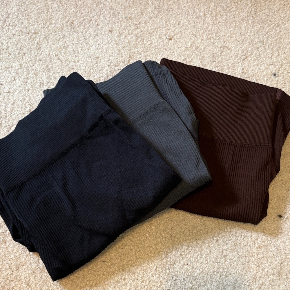 Set of Three Ribbed gym shorts - Black, Gray, Brown